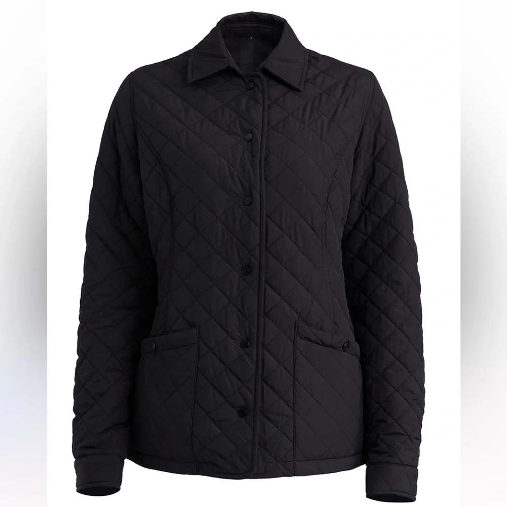 Ladies Quilted Snap Front Jacket, Black, size Medium - NWT, Fossa Apparel Brand - Picture 1 of 9